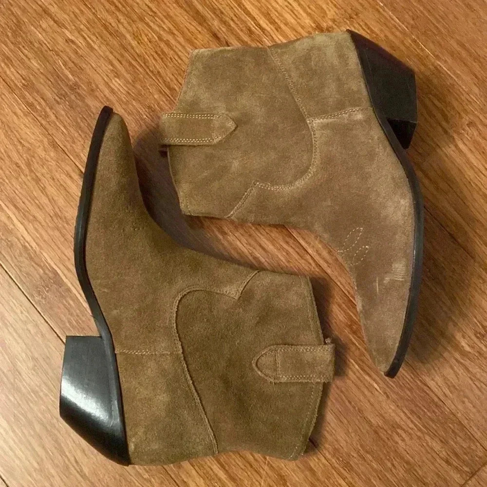 Boden Tan Suede Heeled Boots western - Picture 3 of 8